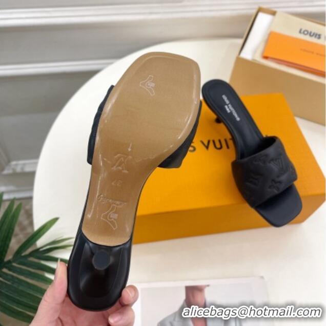 Good Looking Louis Vuitton Neo Revival Heel Slide Sandals 5cm in Monogram Leather Black 606146