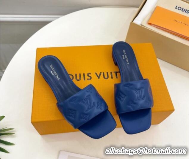 Best Product Louis Vuitton Neo Revival Flat Slide Sandals in Monogram Leather Blue 606147