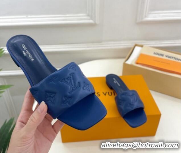 Best Product Louis Vuitton Neo Revival Flat Slide Sandals in Monogram Leather Blue 606147