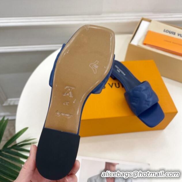 Best Product Louis Vuitton Neo Revival Flat Slide Sandals in Monogram Leather Blue 606147