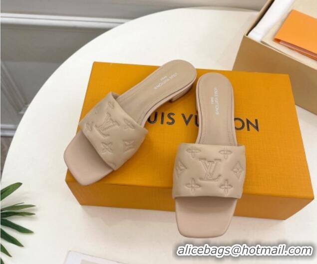 Buy Discount Louis Vuitton Neo Revival Flat Slide Sandals in Monogram Leather Beige 606148