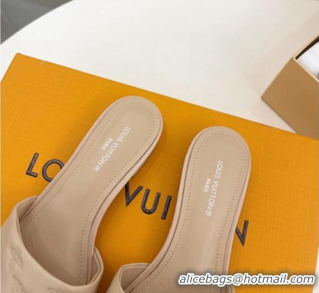 Buy Discount Louis Vuitton Neo Revival Flat Slide Sandals in Monogram Leather Beige 606148