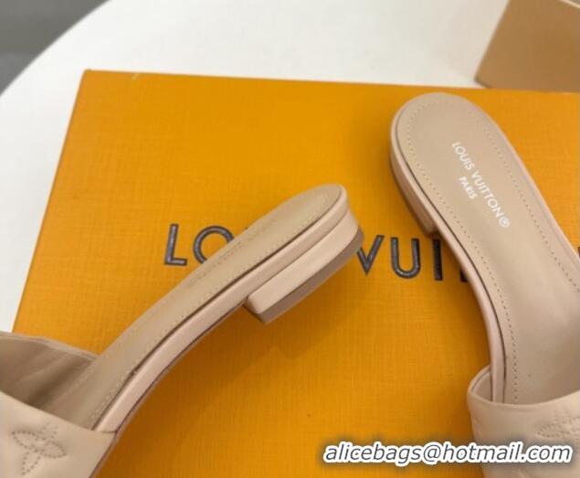 Buy Discount Louis Vuitton Neo Revival Flat Slide Sandals in Monogram Leather Beige 606148