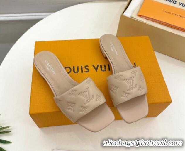 Buy Discount Louis Vuitton Neo Revival Flat Slide Sandals in Monogram Leather Beige 606148