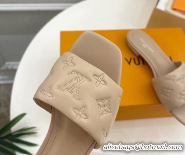 Buy Discount Louis Vuitton Neo Revival Flat Slide Sandals in Monogram Leather Beige 606148