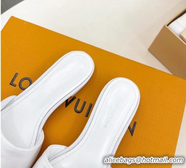 Pretty Style Louis Vuitton Neo Revival Flat Slide Sandals in Monogram Leather White 606149