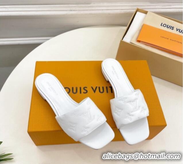 Pretty Style Louis Vuitton Neo Revival Flat Slide Sandals in Monogram Leather White 606149