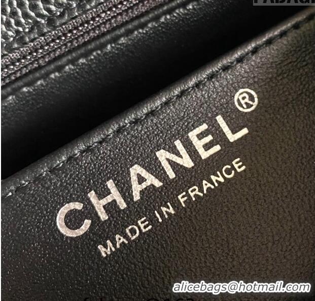 Luxury Cheap Chanel Grained Calfskin Classic Mini Flap Bag A01116 Black/Silver 2024