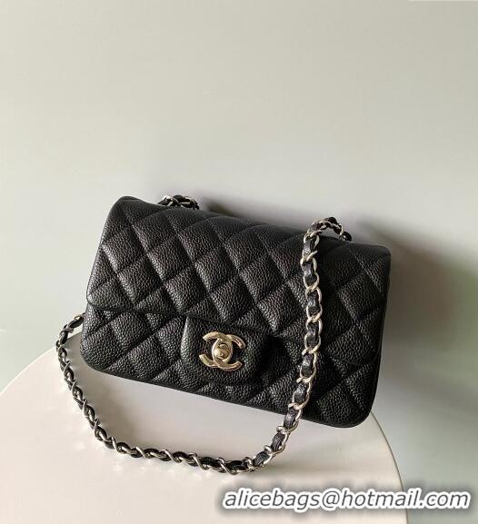 Luxury Cheap Chanel Grained Calfskin Classic Mini Flap Bag A01116 Black/Silver 2024