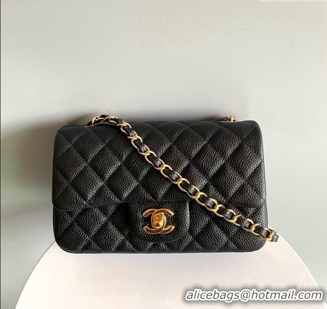 Trendy Design Chanel Grained Calfskin Classic Mini Flap Bag A01116 Black/Gold 2024