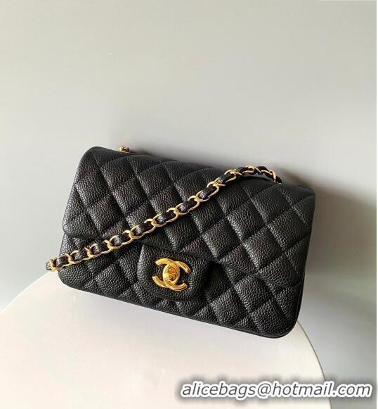 Trendy Design Chanel Grained Calfskin Classic Mini Flap Bag A01116 Black/Gold 2024