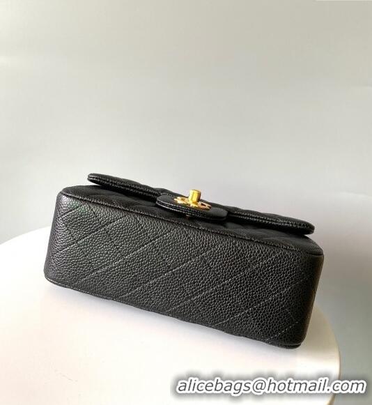 Trendy Design Chanel Grained Calfskin Classic Mini Flap Bag A01116 Black/Gold 2024