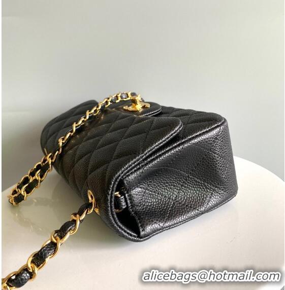 Trendy Design Chanel Grained Calfskin Classic Mini Flap Bag A01116 Black/Gold 2024