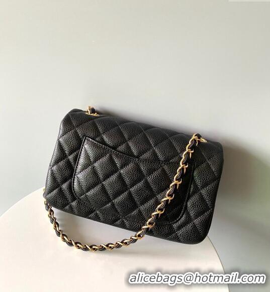 Trendy Design Chanel Grained Calfskin Classic Mini Flap Bag A01116 Black/Gold 2024