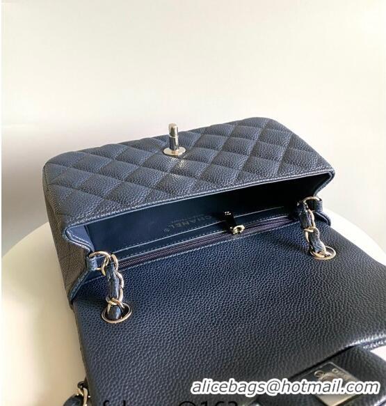 Top Grade Chanel Grained Calfskin Classic Mini Flap Bag A01116 Navy Blue/Silver 2024