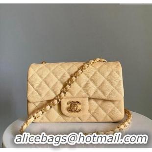 Well Crafted Chanel Grained Calfskin Classic Mini Flap Bag A01116 Yellow/Gold 2024