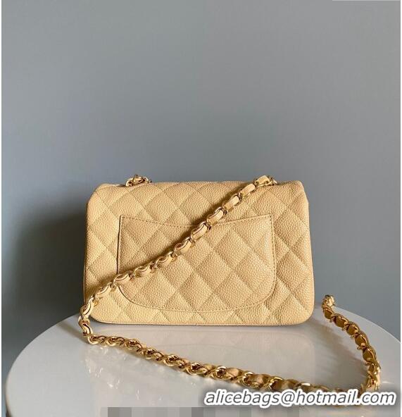 Well Crafted Chanel Grained Calfskin Classic Mini Flap Bag A01116 Yellow/Gold 2024