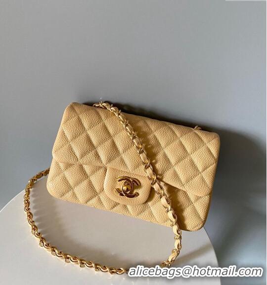 Well Crafted Chanel Grained Calfskin Classic Mini Flap Bag A01116 Yellow/Gold 2024