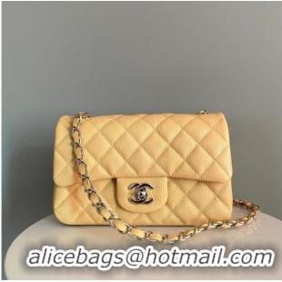 Luxury Cheap Chanel Grained Calfskin Classic Mini Flap Bag A01116 Yellow/Silver 2024