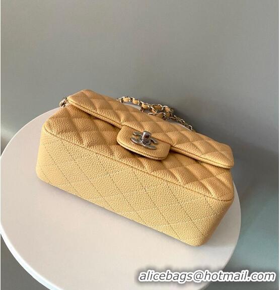 Luxury Cheap Chanel Grained Calfskin Classic Mini Flap Bag A01116 Yellow/Silver 2024