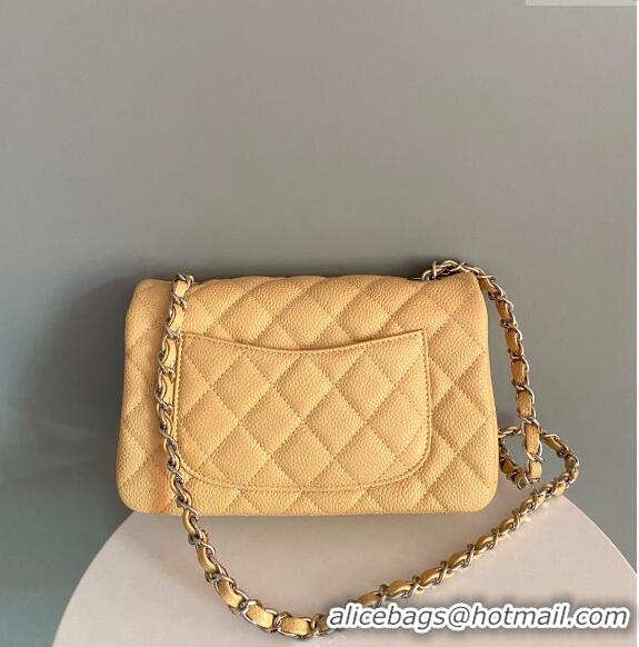 Luxury Cheap Chanel Grained Calfskin Classic Mini Flap Bag A01116 Yellow/Silver 2024