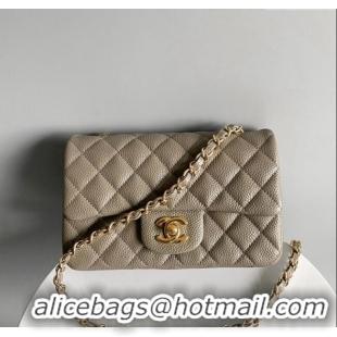 Famous Brand Chanel Grained Calfskin Classic Mini Flap Bag A01116 Grey/Gold 2024