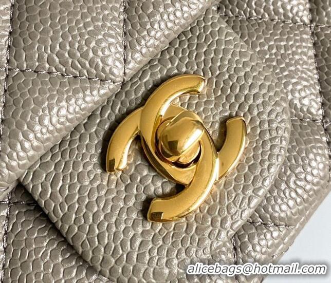 Famous Brand Chanel Grained Calfskin Classic Mini Flap Bag A01116 Grey/Gold 2024