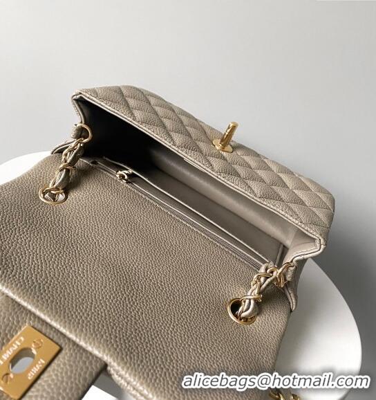 Famous Brand Chanel Grained Calfskin Classic Mini Flap Bag A01116 Grey/Gold 2024