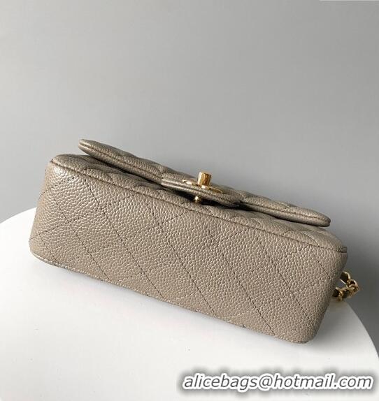 Famous Brand Chanel Grained Calfskin Classic Mini Flap Bag A01116 Grey/Gold 2024