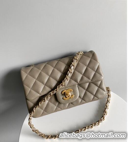 Famous Brand Chanel Grained Calfskin Classic Mini Flap Bag A01116 Grey/Gold 2024