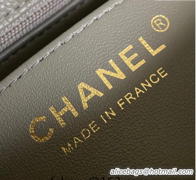 Famous Brand Chanel Grained Calfskin Classic Mini Flap Bag A01116 Grey/Gold 2024