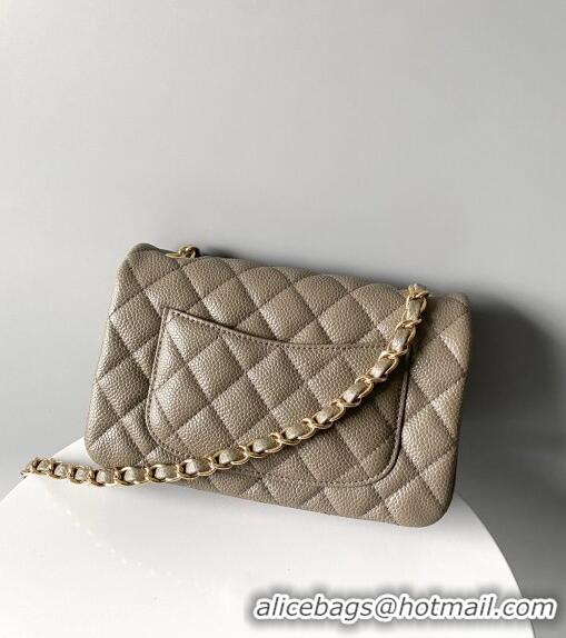 Famous Brand Chanel Grained Calfskin Classic Mini Flap Bag A01116 Grey/Gold 2024