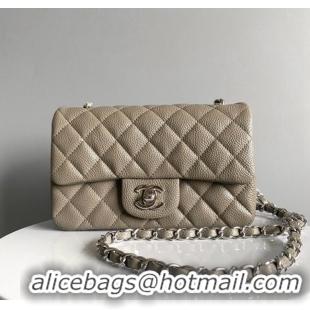 Cheap Wholesale Chanel Grained Calfskin Classic Mini Flap Bag A01116 Grey/Silver 2024