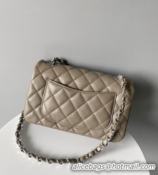 Cheap Wholesale Chanel Grained Calfskin Classic Mini Flap Bag A01116 Grey/Silver 2024