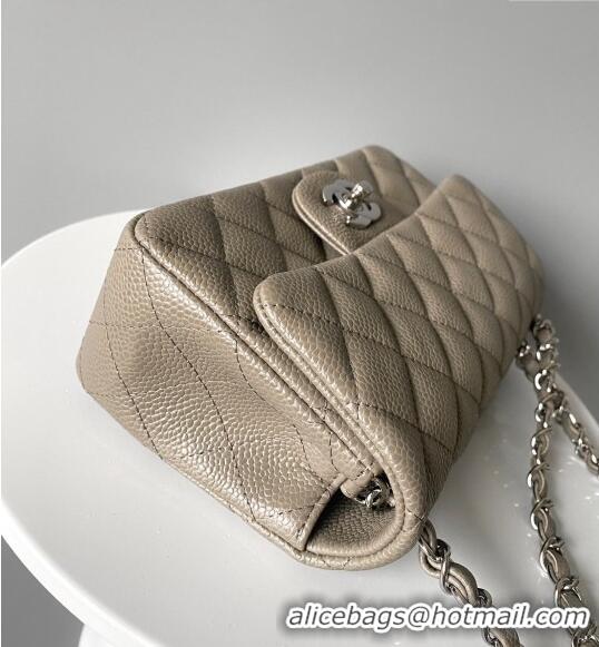 Cheap Wholesale Chanel Grained Calfskin Classic Mini Flap Bag A01116 Grey/Silver 2024