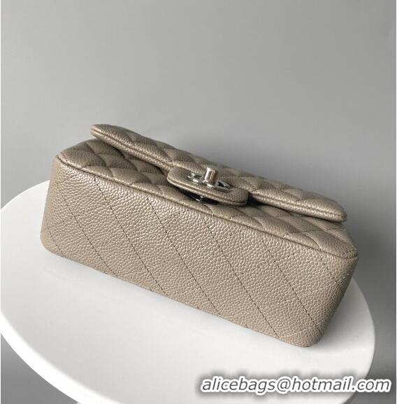 Cheap Wholesale Chanel Grained Calfskin Classic Mini Flap Bag A01116 Grey/Silver 2024