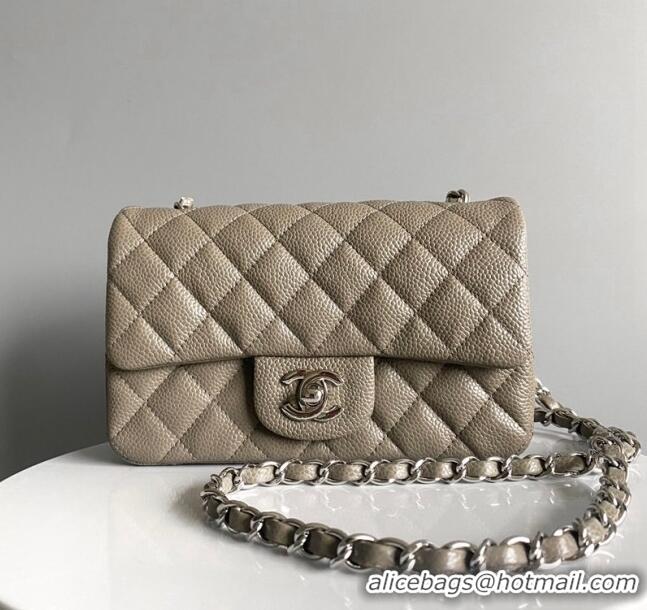 Cheap Wholesale Chanel Grained Calfskin Classic Mini Flap Bag A01116 Grey/Silver 2024