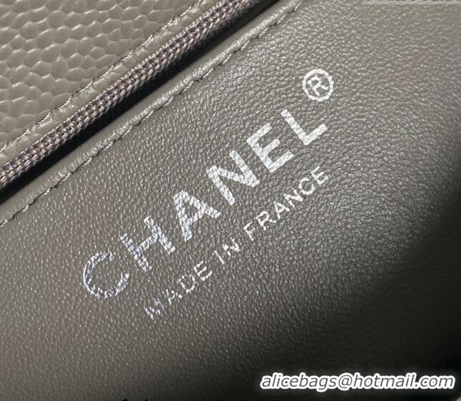 Cheap Wholesale Chanel Grained Calfskin Classic Mini Flap Bag A01116 Grey/Silver 2024