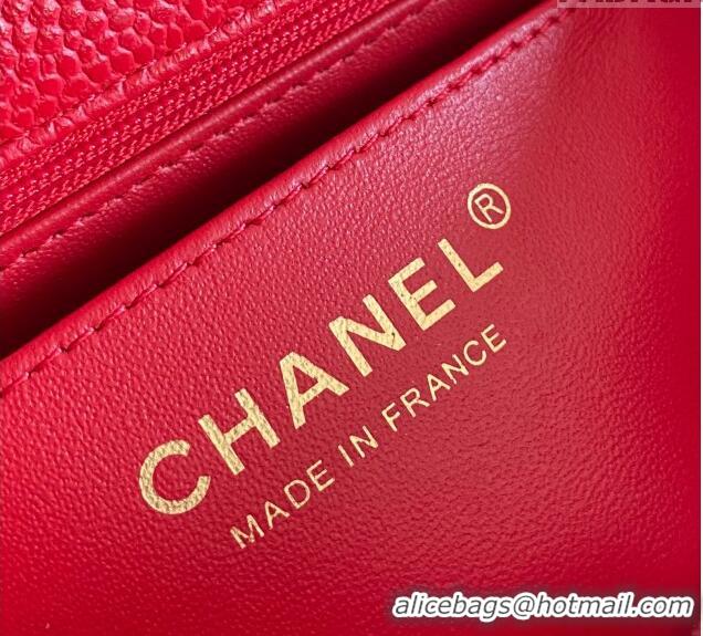 Classic Cheap Chanel Grained Calfskin Classic Mini Flap Bag A01116 Red/Gold 2024