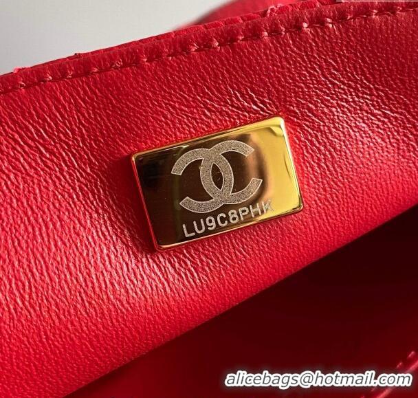 Classic Cheap Chanel Grained Calfskin Classic Mini Flap Bag A01116 Red/Gold 2024