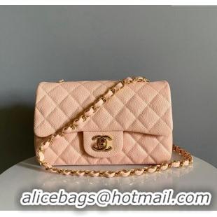 New Release Creation Chanel Grained Calfskin Classic Mini Flap Bag A01116 Nude/Gold 2024