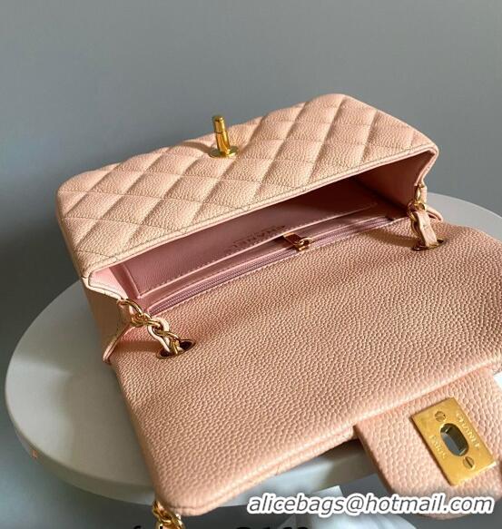 New Release Creation Chanel Grained Calfskin Classic Mini Flap Bag A01116 Nude/Gold 2024