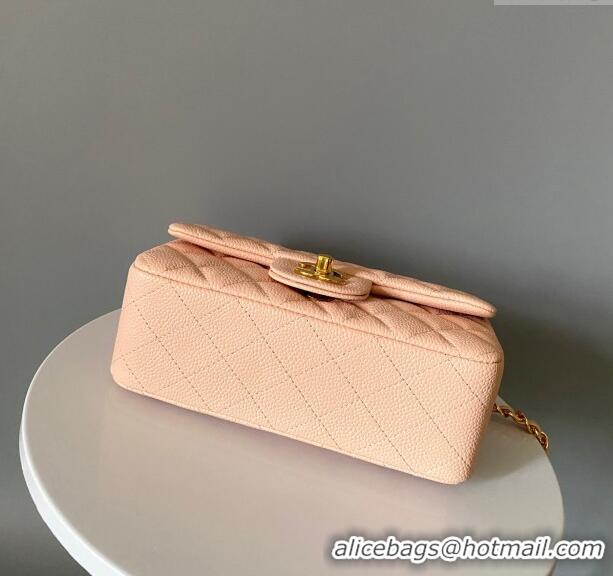 New Release Creation Chanel Grained Calfskin Classic Mini Flap Bag A01116 Nude/Gold 2024