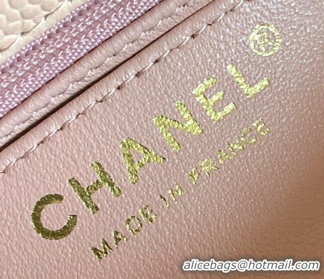 New Release Creation Chanel Grained Calfskin Classic Mini Flap Bag A01116 Nude/Gold 2024