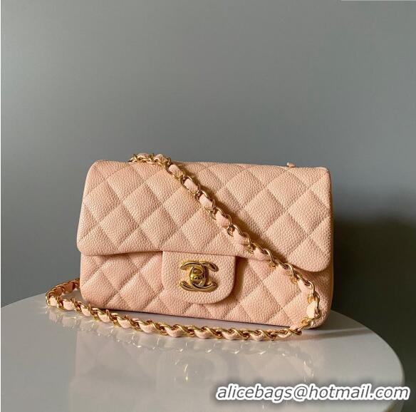 New Release Creation Chanel Grained Calfskin Classic Mini Flap Bag A01116 Nude/Gold 2024