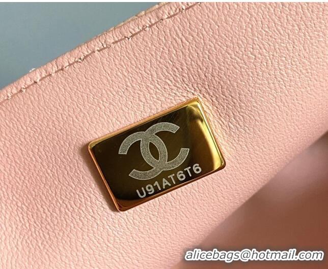 New Release Creation Chanel Grained Calfskin Classic Mini Flap Bag A01116 Nude/Gold 2024