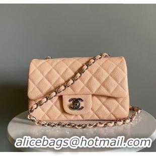 Market Sells Chanel Grained Calfskin Classic Mini Flap Bag A01116 Nude/Silver 2024