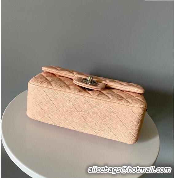 Market Sells Chanel Grained Calfskin Classic Mini Flap Bag A01116 Nude/Silver 2024