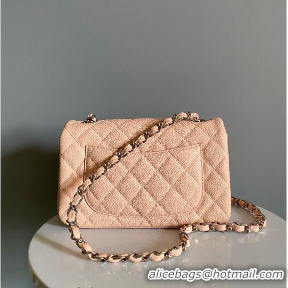 Market Sells Chanel Grained Calfskin Classic Mini Flap Bag A01116 Nude/Silver 2024