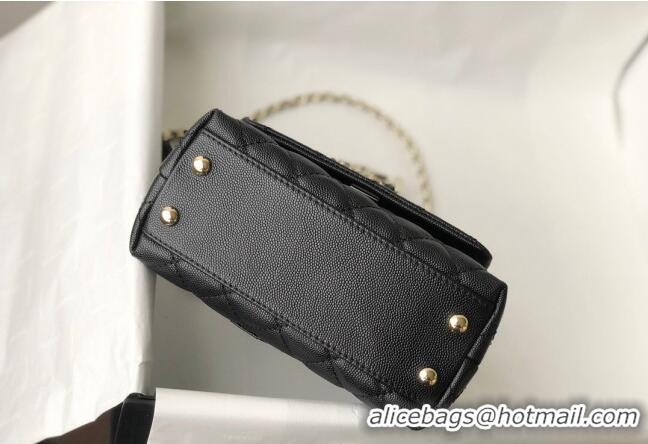 Buy Classic Chanel Grained Calfskin Mini Flap Bag with Top Handle AS2215 Black/Brown 2024